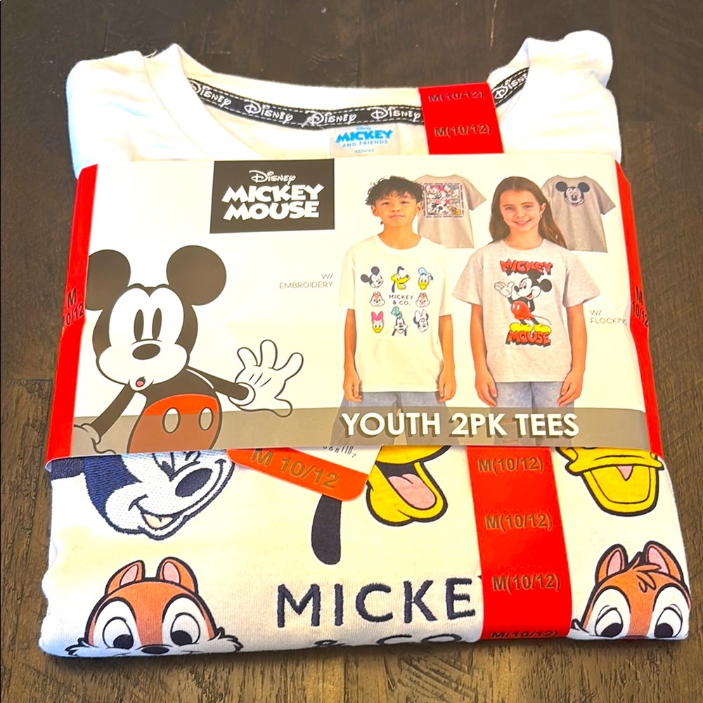 Disney Mickey Mouse Youth 2-Pack Tees - White and Gray